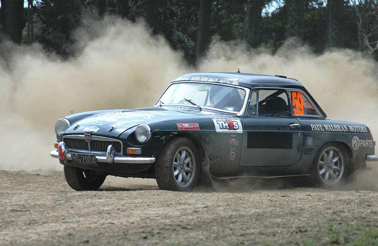 MG racing at a rally